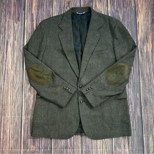 PENDELTON Blazer Mens Tweed Wool Suede Elbow Patch Sports Coat Lined 48 Tall